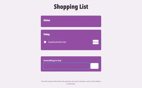 La primera pantalla de “Shopping List &ndash; My App”, que ForgeOS construyó.